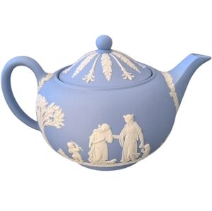 Vintage Wedgwood blue Jasperware teapot, collectible matte blue teapot, EUC we'